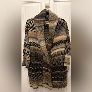 NWT Pilcro Anthropologie Cozy Multicolor Patterned Women's Cardigan Sweater